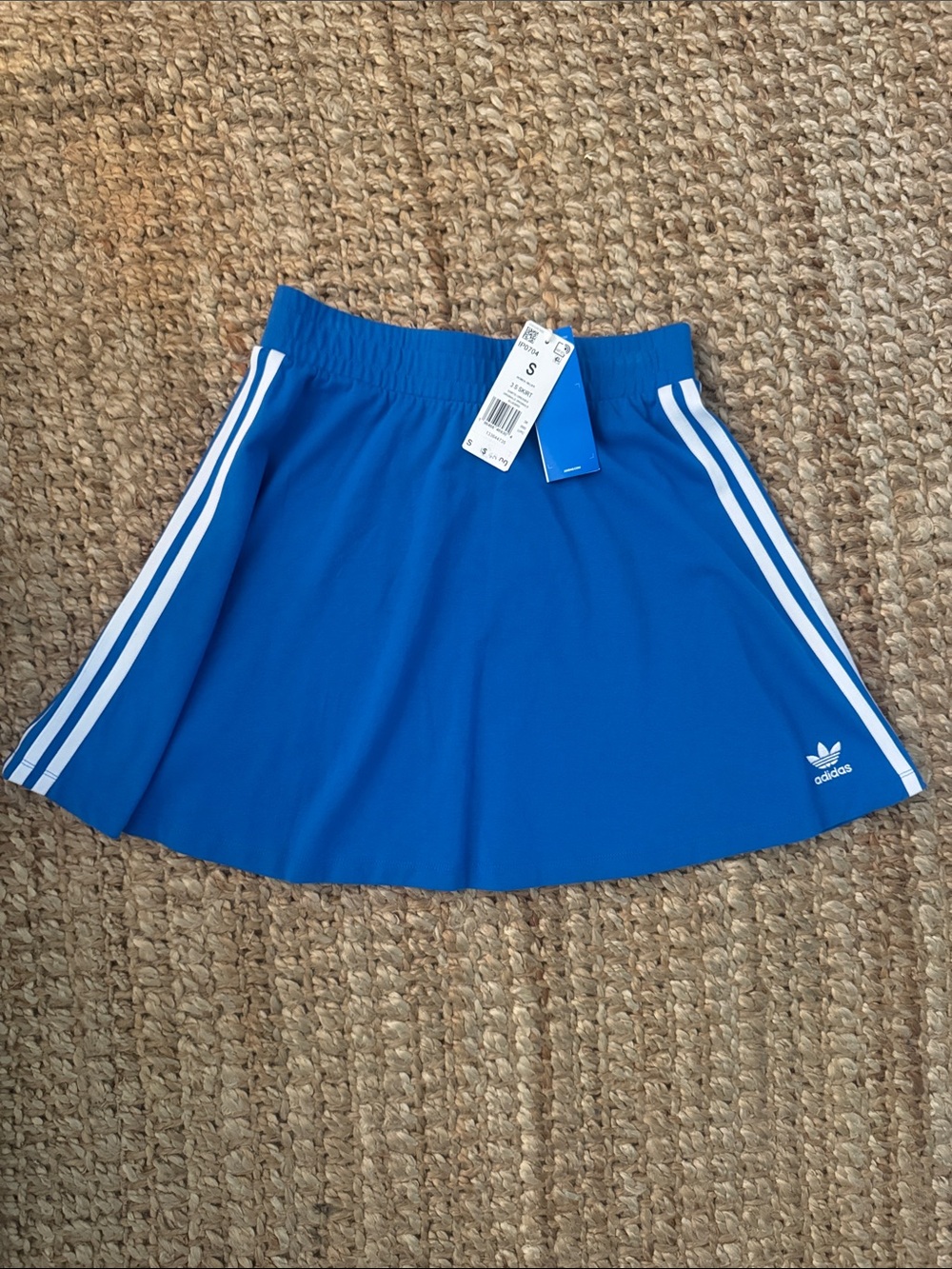 NWT adidas Blue Skort with White Three-Stripes tennis skirt